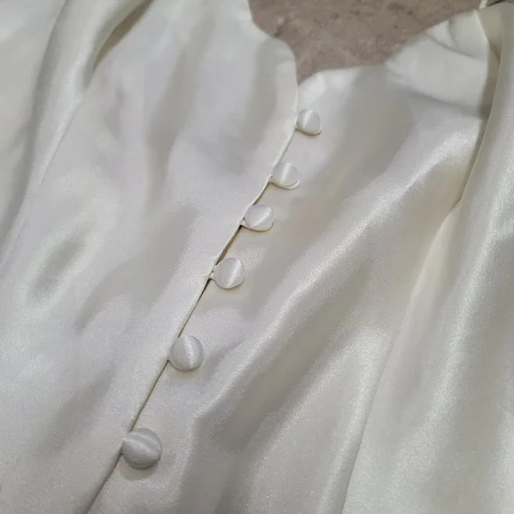 Vintage 90s Victoria’s Secret Gold Label Satin Bridal Slip Mini Dress Ivory - Picture 5 of 12